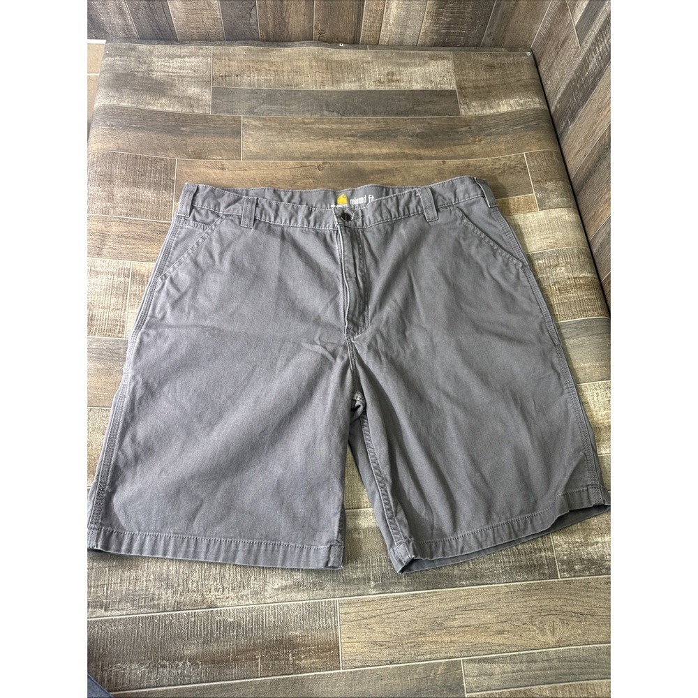 Carhartt Men's 40 Rugged Flex Relaxed Fit Canvas Work Gray Shorts‎ 102514-039